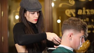 ASMR  WOMAN BARBER / how to do a perfect haircut