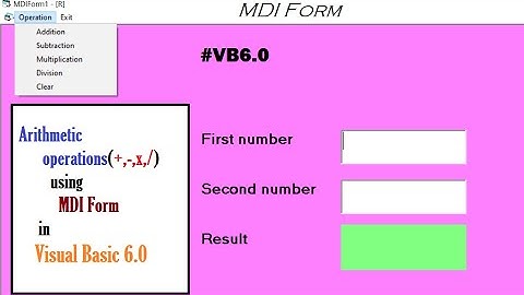 operations(+,-,*,/) using MDI/ Control array /vb6/create MDI menus