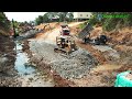 Ep  1 best activities bulldozer spreading gravel recovery canal  excavator loading muddy to dumper