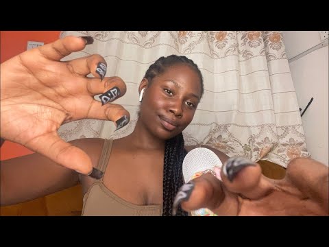 ASMR long Nails face touching with whispering 🌸🌸