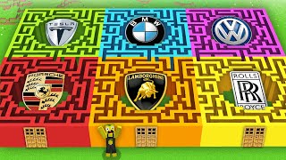 I Survival In Best Car Brands Maze With Supercars In Minecraft Secret Car Inside Maze
