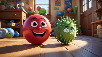 Four Bouncy Balls Go Big and Small | Opposites Song for Kids | Rhymes & Early Learning Videos