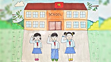 Cách vẽ Mái trường của em | Vẽ tranh đề tài Trường em | How to draw School