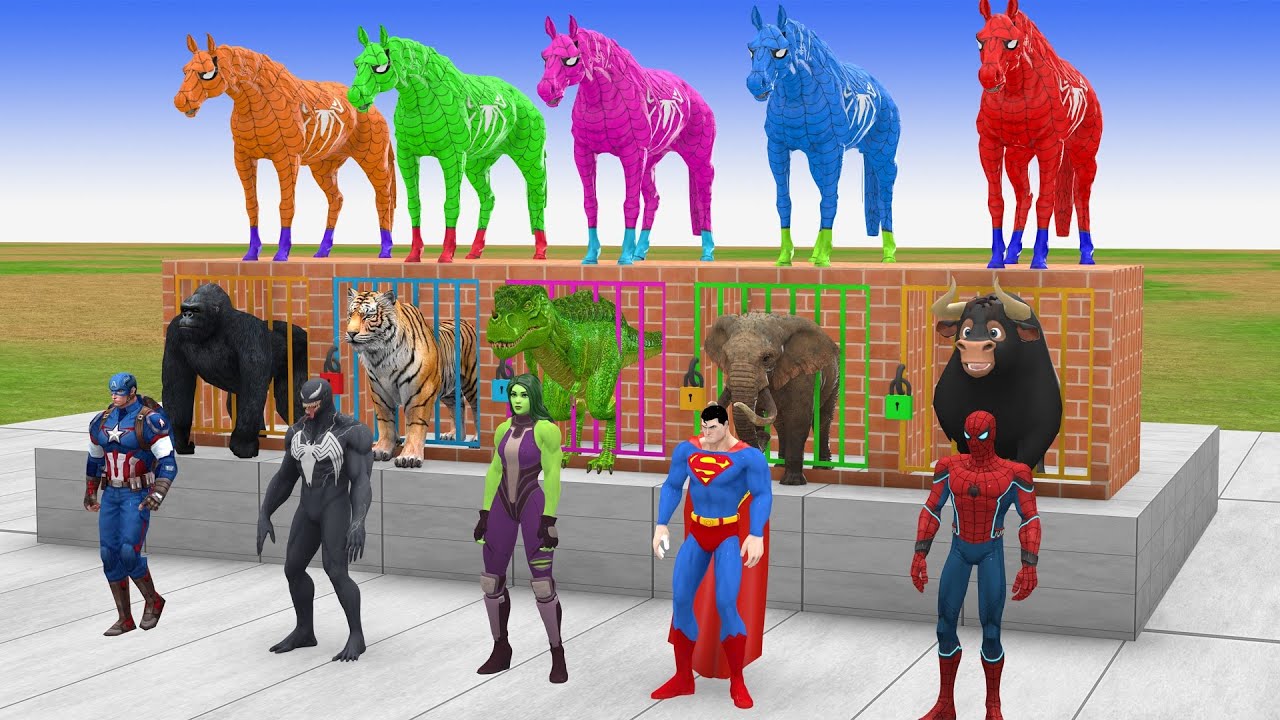 Best Long Slide Game With Cow Elephant Gorilla Hippopotamus Tiger 3d Animal Game Funny 3d Animals