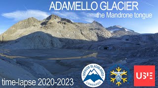 Time-lapse evolution of the Adamello-Mandrone glacier (2020-2023)