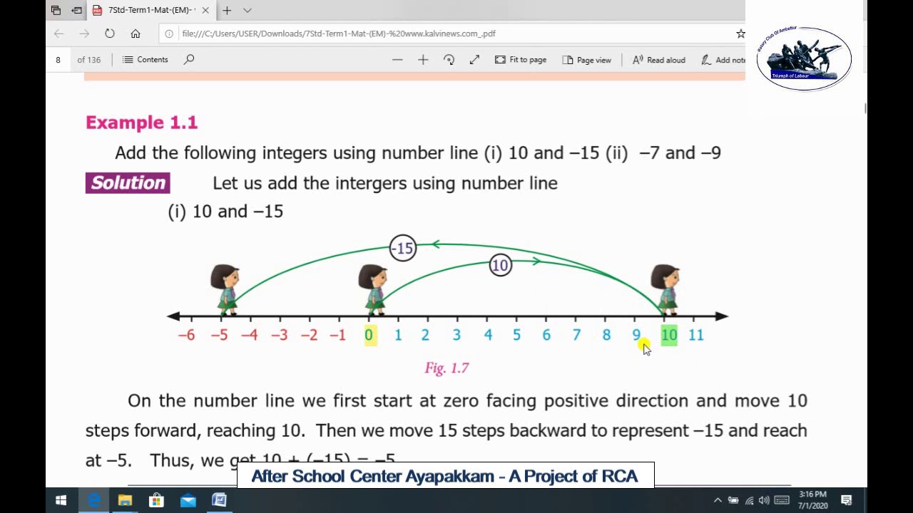 Rotary Club of Ambattur Class 7 Maths Number System Integer Part 2 ...