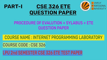 ⚡ETE FULL QUESTION PAPER📃CSE 326 (MCQ Type)⚡ ||CSE 326 || 2nd semester ||LPU|| ETE ques paper series