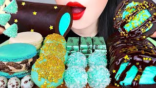 ASMR MINT CHOCOLATE 민트초코 먹방 FROZEN JELLY, GOLD POP CHOCOLATE, MACARONS, CAKE  DESSERT EATING MUKBANG