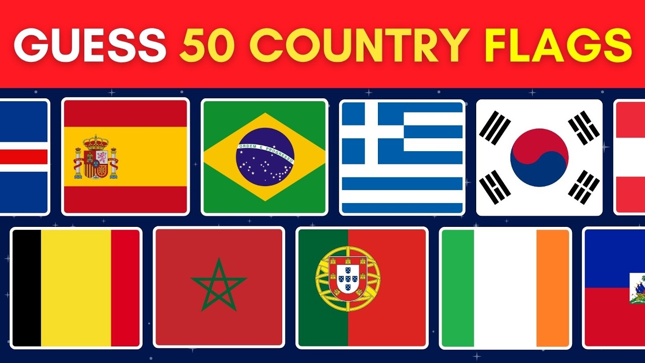 Guess the 50 Country FLAGS Quiz | Guess COUNTRY by Flag 🚩🚩🚩 - YouTube