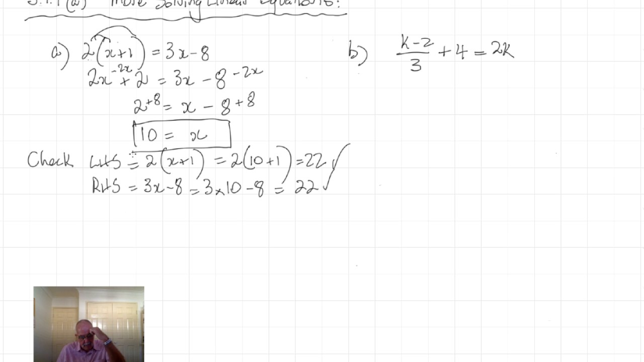 5.1.1a Solving more linear equations - YouTube