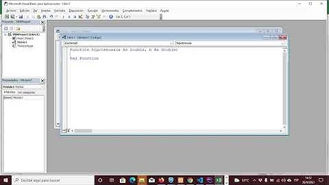 Crear función para calcular la Hipotenusa en Excel