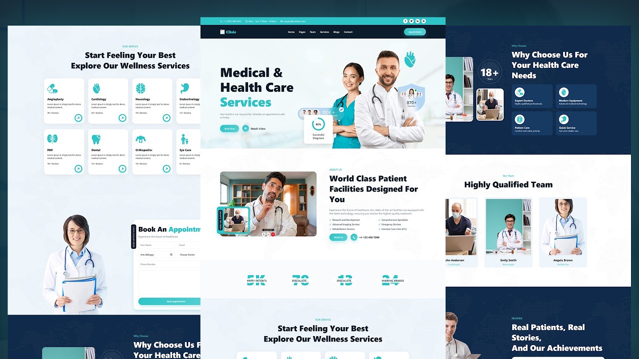 Complete Responsive Hospital Website Design Template Using HTML - CSS ...