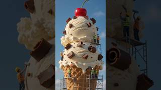 Tiny Workers Build a Giant Icecream 🍦😋 #icecream #MiniWorkers #shorts