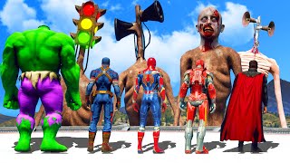 Team Avengers FOUND Giant Angry Siren Head Army - Spider Man & Hulk & Iron Man