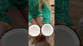 Girl survives on an island of coconuts #camping #survival #bushcraft #outdoors #coconut #island