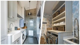 75 Laundry Room With Distressed Cabinets And Gray Cabinets Design Ideas You'll Love ♡