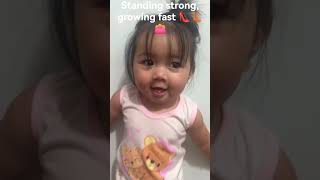 Standing tall already our little Athena 💕 #babymilestones #firststand #proudparents #cutebaby