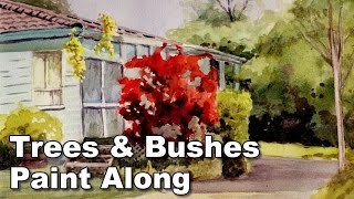 How to Paint Trees and Bushes in a Garden  Watercolour Paint Along