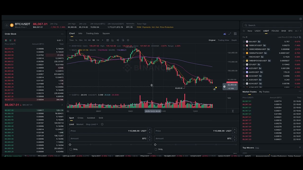 LIVE BTC/USDT CHART: Real-Time Bitcoin Price Tracker (Current Market Movement)