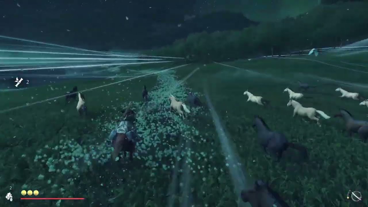 Wild horses join you if you ride near them in Ghost of Yotei.