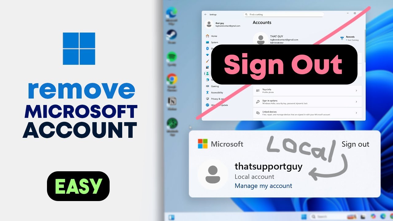 How to Remove Microsoft Account in Windows 11 - YouTube