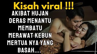 AKIBAT HUJAN DERAS,SEORANG MENANTU MEMBANTU MERAWAT KEBUN IBU MERTUANYA YANG BASAH....