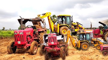 New Jcb 3dx Backhoe Machine Loading Mud In Two Mahindra Tractor | Jcb Dozer Video | Jcb And Tractor