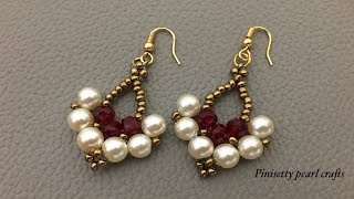 Beaded hanging earrings tutorial/Pearl earrings making/Earrings simple method/Rondelle earrings.