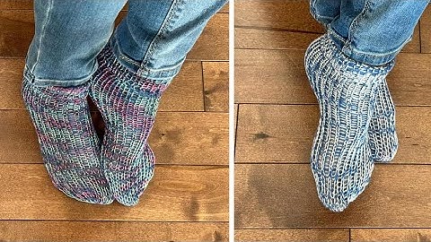 Ankle Socks With Double Cuff Top ~ Addi, Sentro, Circular Knitting
