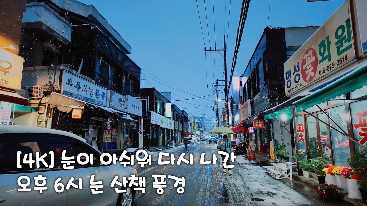 [4K] 눈이 아쉬워 다시 나간 오후 6시 눈 산책 풍경 #오즈모포켓3