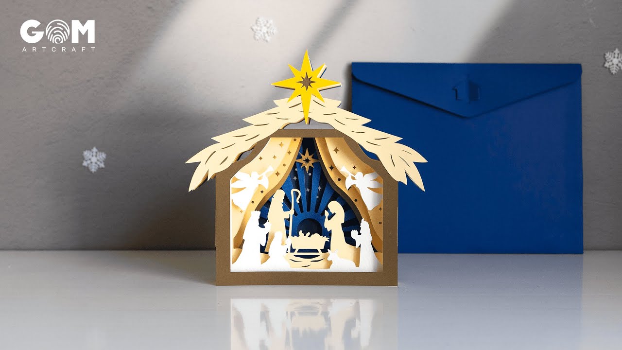How to make Nativity Scene Pop-up Card 3D - DIY Christmas Card