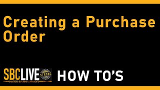 Creating a Purchase Order