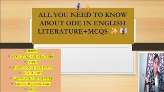 ODE- Origin, Structure, Feature, Types, Examples, etc  #studywithsanya #poetry