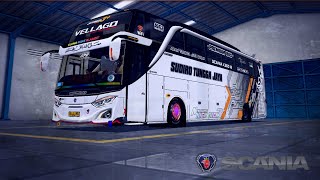 Mod Bussid Terbaru!! JetBus3 Scania MN x MDC STJ Vellago Full Anim Full Strobo Real Sound ETS2 screenshot 3