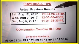 Powerball Lottery Tips - August 2017 Draws