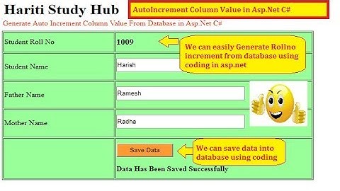 Generate Auto Increment Column Value From Database in Asp.Net C# | Hindi | Free Online Classes