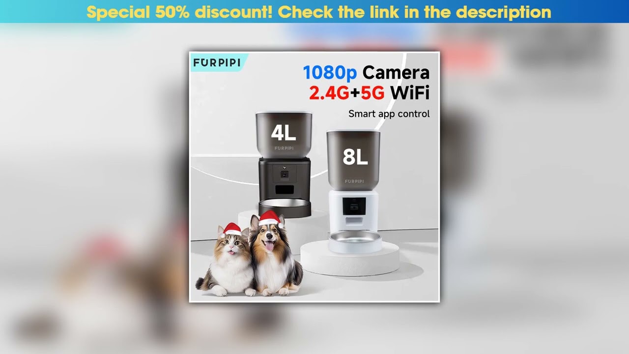 Slide Furpipi 8L Smart Automatic Cat Feeders with 1080P HD Camera 5G WiFi Pet Feeder Tuya APP Contr