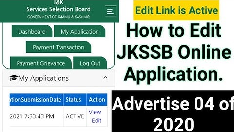 How to Edit JKSSB Online Application Form (Adv. 04 of 2020)
