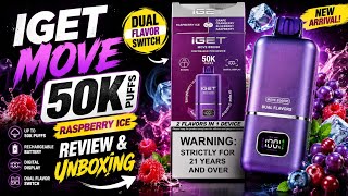 IGET MOVE 50K Puff Review | Raspberry Ice Flavor 🤯 Best Dual Flavor Disposable?