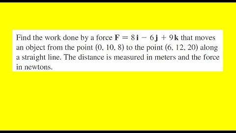 Find the work done by a force f 8i-6j+9k
