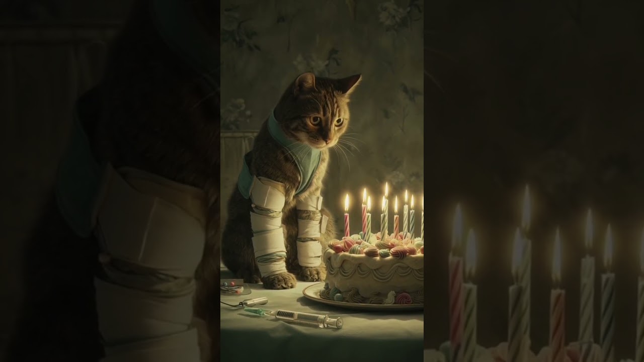 “His Birthday… But He’s Not Happy 😿🎈” 