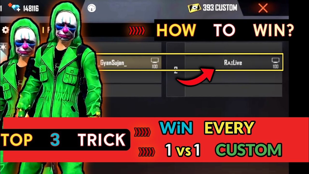 How To Win Every 1vs1 Custom Room In Free Fire - 1VS1 Clash Squad Custom Latest Trick - 
