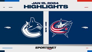 NHL Highlights | Blue Jackets vs. Canucks - January 15, 2024
