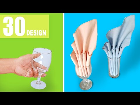 30 BEAUTIFUL DESIGN NAPKIN FOLDING IN THE GLASS AND GOBLETS