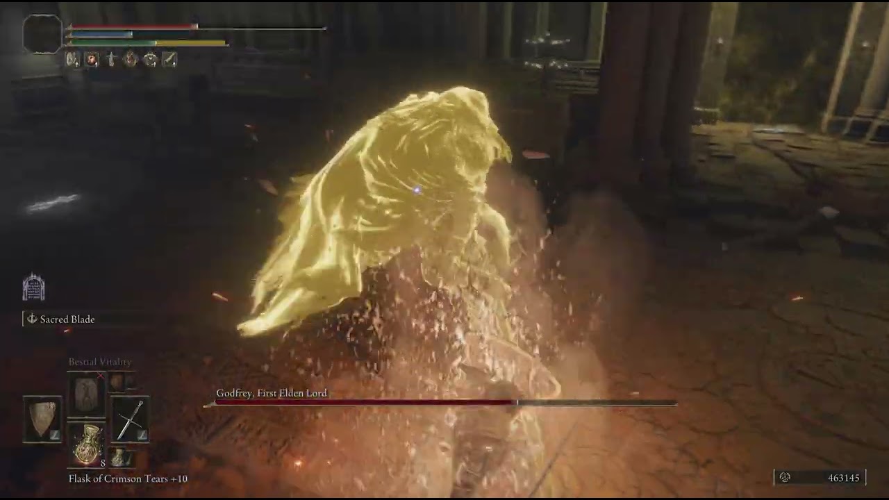 Godfrey, first Elden Lord perfect block only (mostly.... I'm washed😭) Elden Ring