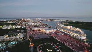 Early morning Port Canaveral drone view 8 27 2022