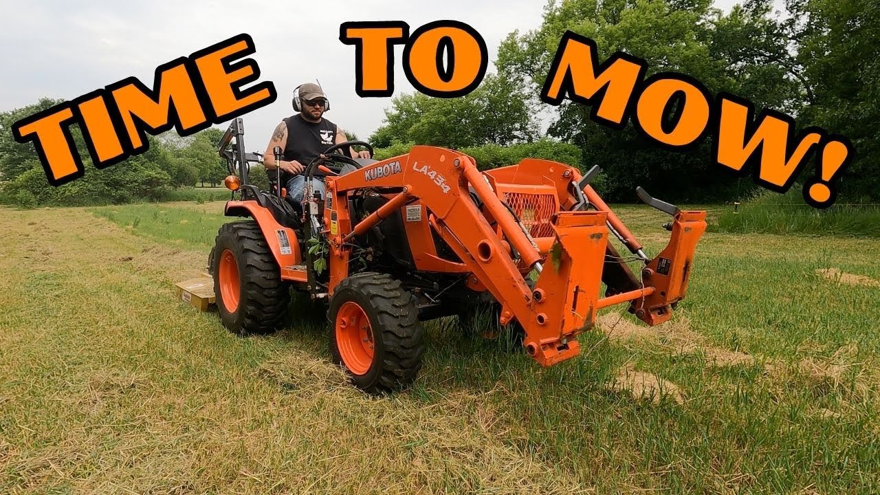 MOWING A FEILD WITH KUBOTA B2601 AND 4' KING KUTTER BRUSH MOWER YouTube