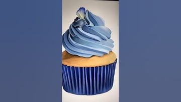 Watercolor realistic blueberry cupcake is drawn on PROCREATE.