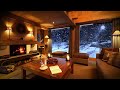 Blizzard Sounds for Relaxation and Deep Sleep in a Cozy Living Room with Fireplace Crackling Sounds