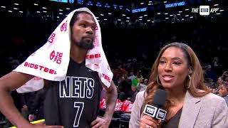 Kevin Durant reacts to his 34 PTS vs. the Hawks | NBA on ESPN